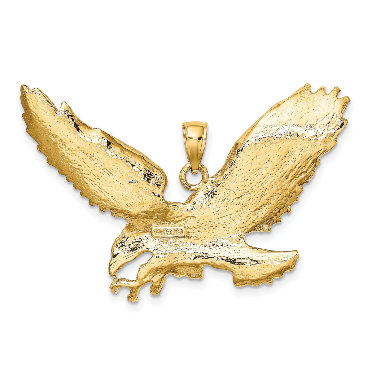 10k Yellow Gold Eagle Pendant with Outstretched Wings, Patriotic Wildlife Design for Men
