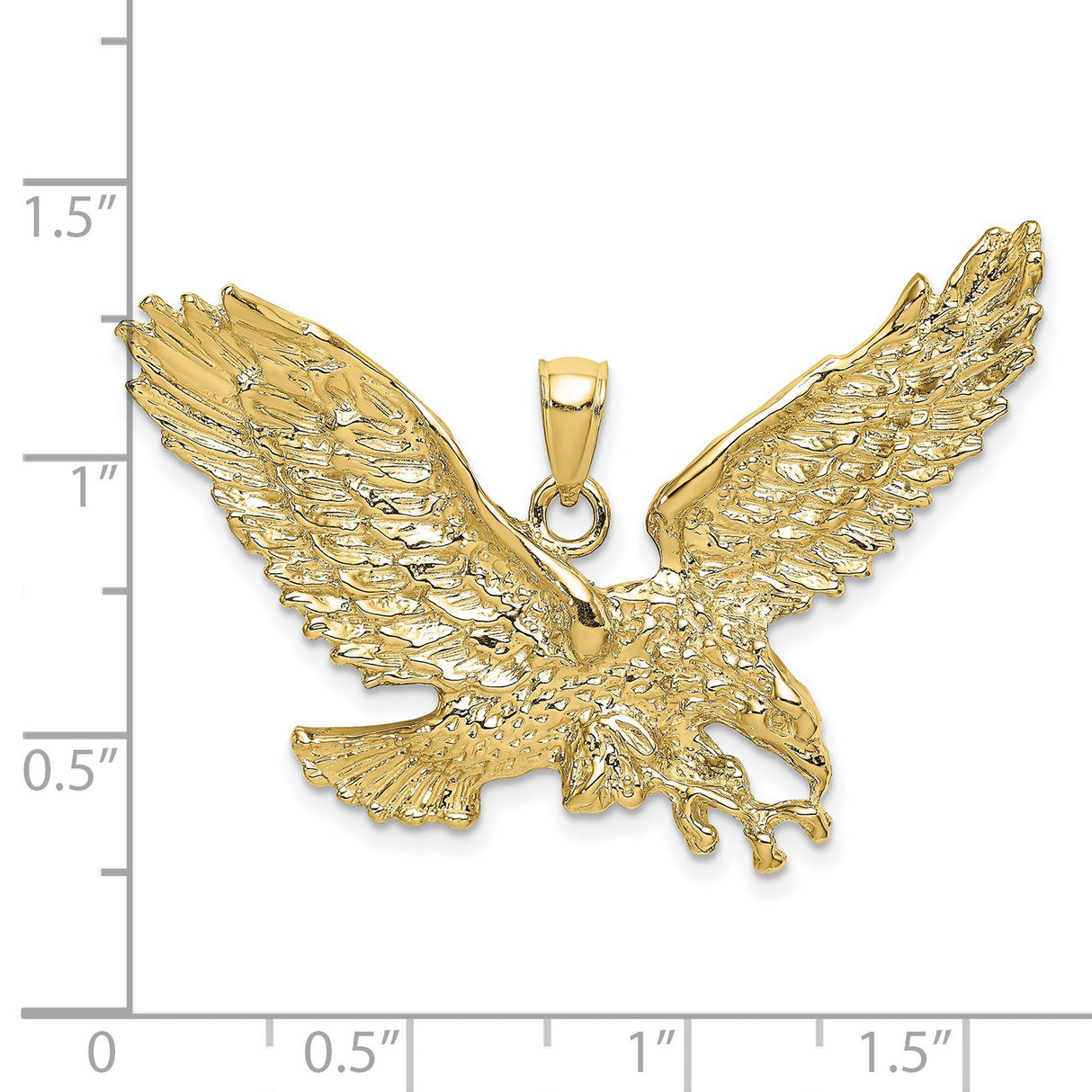 10k Yellow Gold Eagle Pendant with Outstretched Wings, Patriotic Wildlife Design for Men