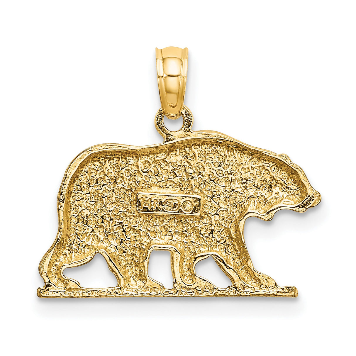 10k Yellow Gold Bear Pendant, Walking Wildlife Charm with Nature-Inspired Design for Men or Unisex