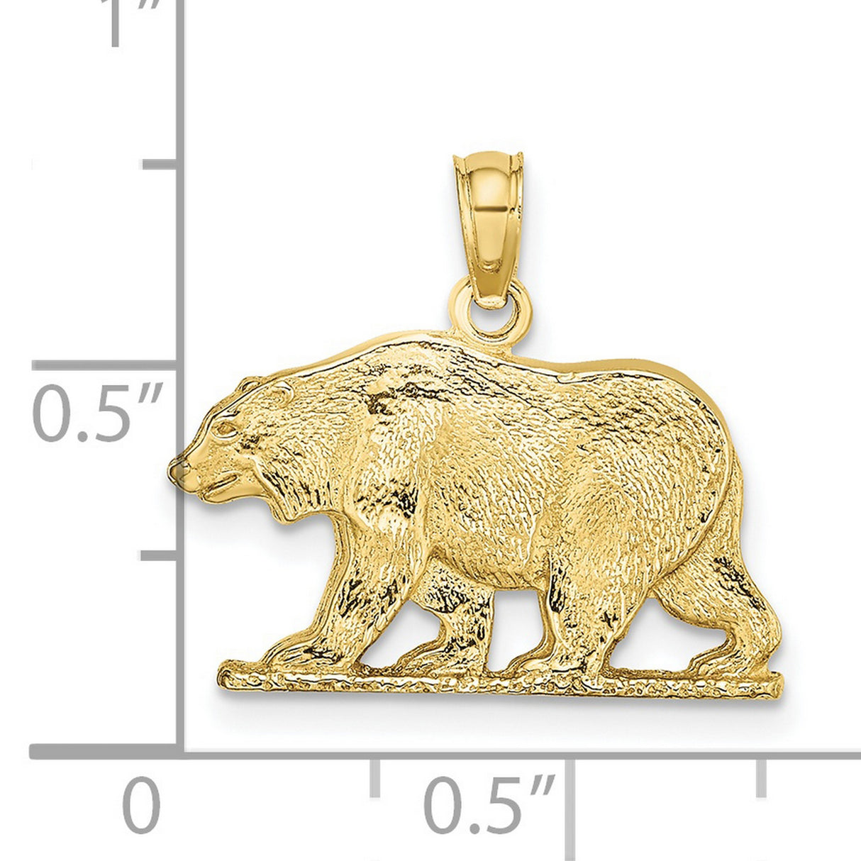 10k Yellow Gold Bear Pendant, Walking Wildlife Charm with Nature-Inspired Design for Men or Unisex