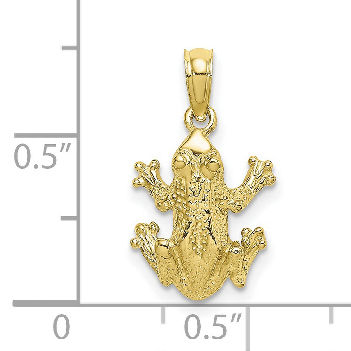 10k Yellow Gold Frog Pendant, Textured Animal Totem Jewelry for Women or Men
