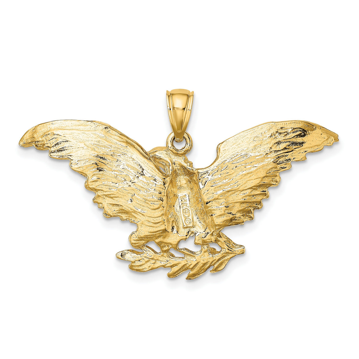 10k Yellow Gold Eagle Pendant with Spread Wings and Olive Branch, Patriotic Military Tribute Jewelry