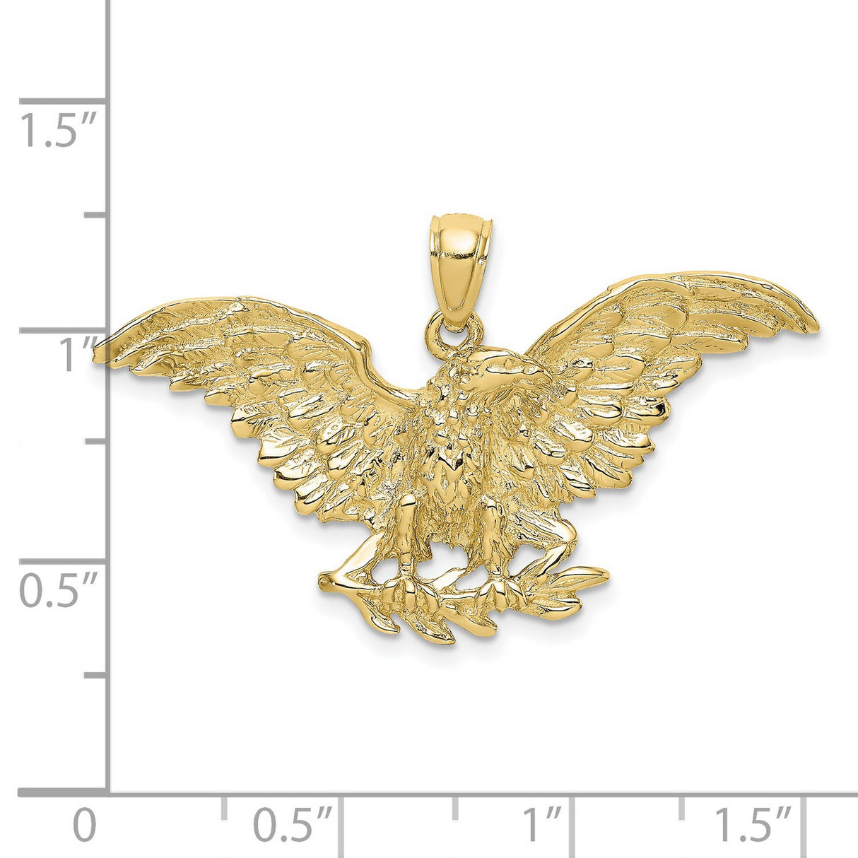 10k Yellow Gold Eagle Pendant with Spread Wings and Olive Branch, Patriotic Military Tribute Jewelry