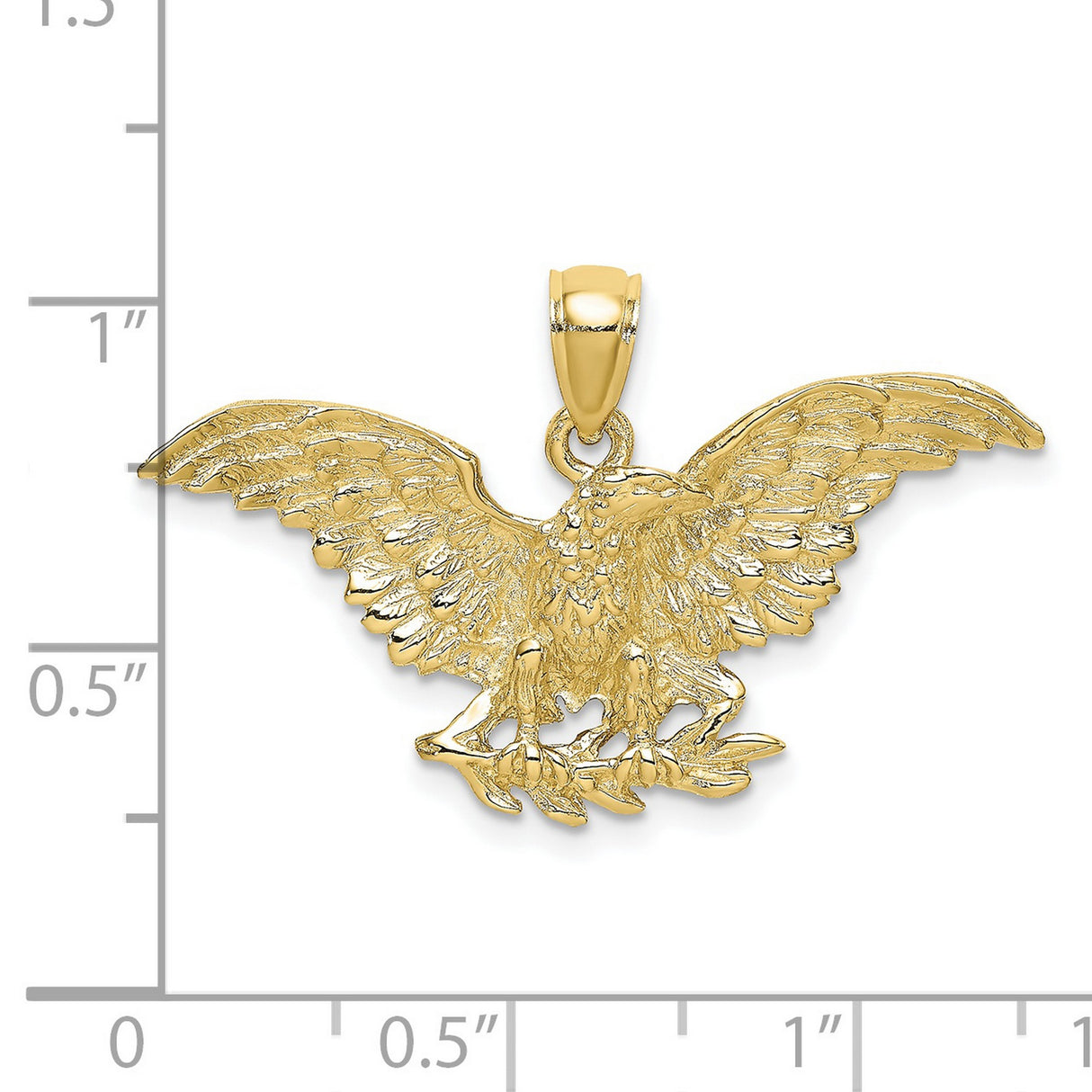 10k Yellow Gold Eagle Pendant with Outstretched Wings, Patriotic Symbol for Men