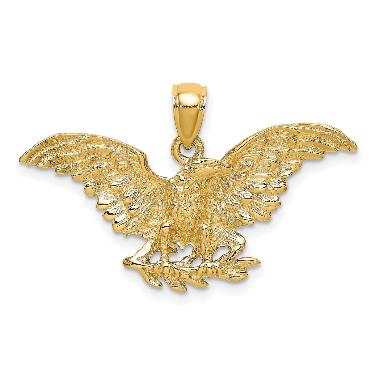10k Yellow Gold Eagle Pendant with Outstretched Wings, Patriotic Symbol for Men
