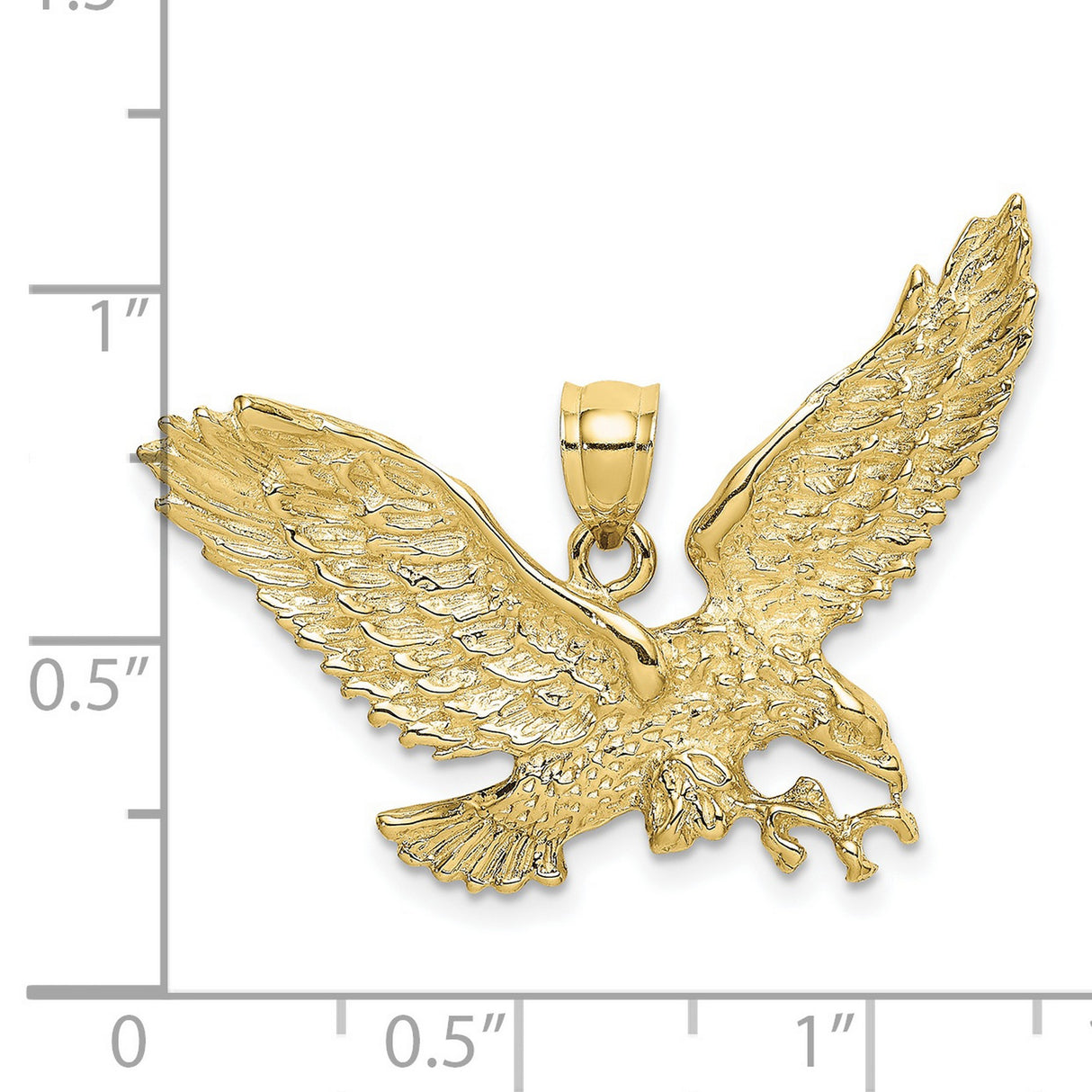 10k Yellow Gold Eagle Pendant with Spread Wings and Talons, Patriotic Animal Jewelry for Men