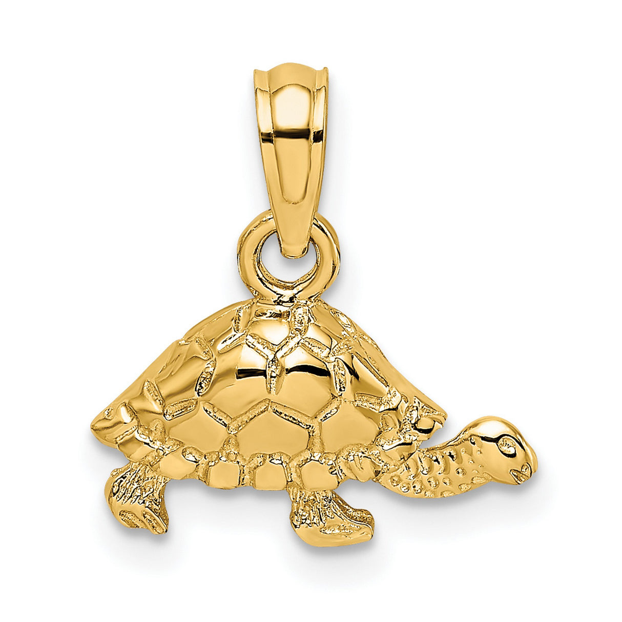 10k Yellow Gold Turtle Pendant, Spiritual Tortoise Charm for Women or Unisex Wear