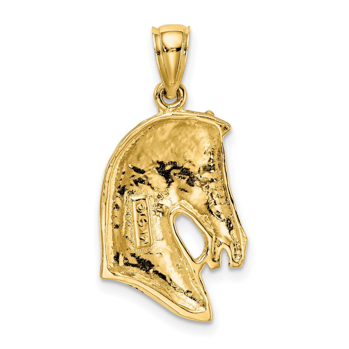 10k Yellow Gold Horse Head Pendant, Detailed Equestrian Animal Design for Men or Unisex