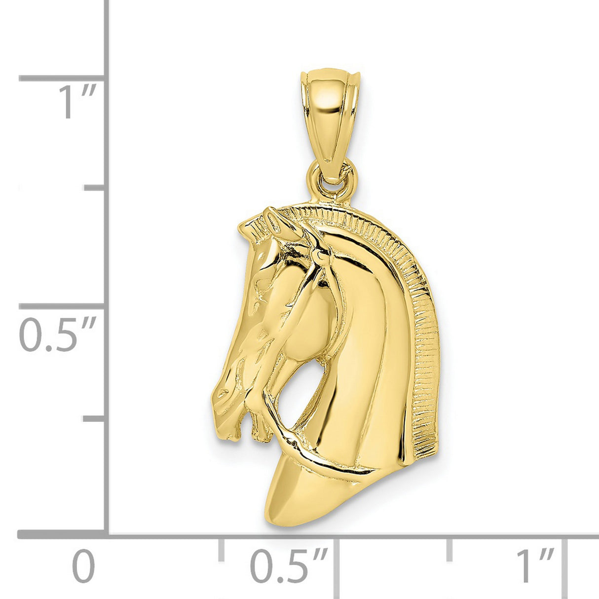 10k Yellow Gold Horse Head Pendant, Detailed Equestrian Animal Design for Men or Unisex