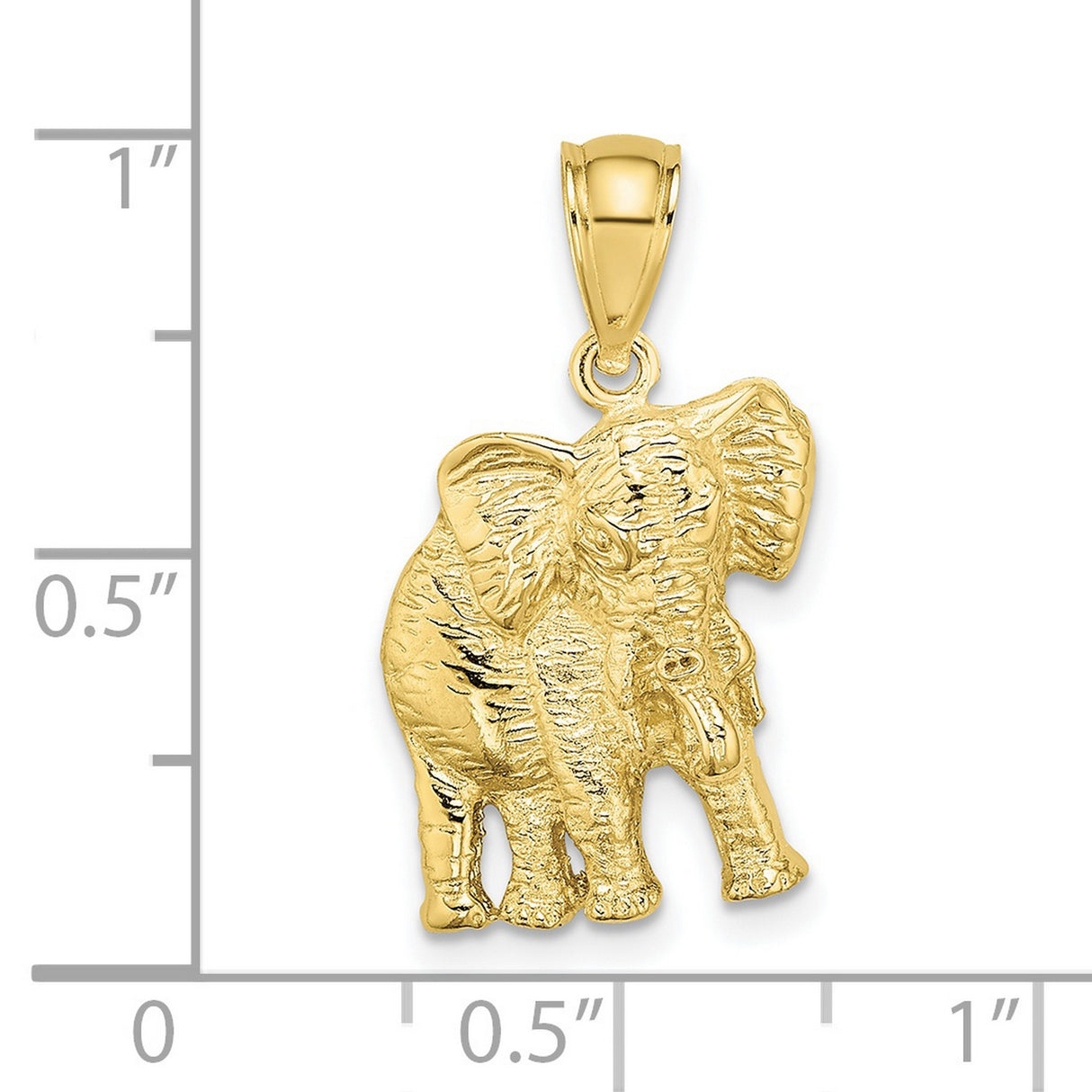 10k Yellow Gold Elephant Pendant with Raised Trunk, Symbol of Wisdom and Good Luck