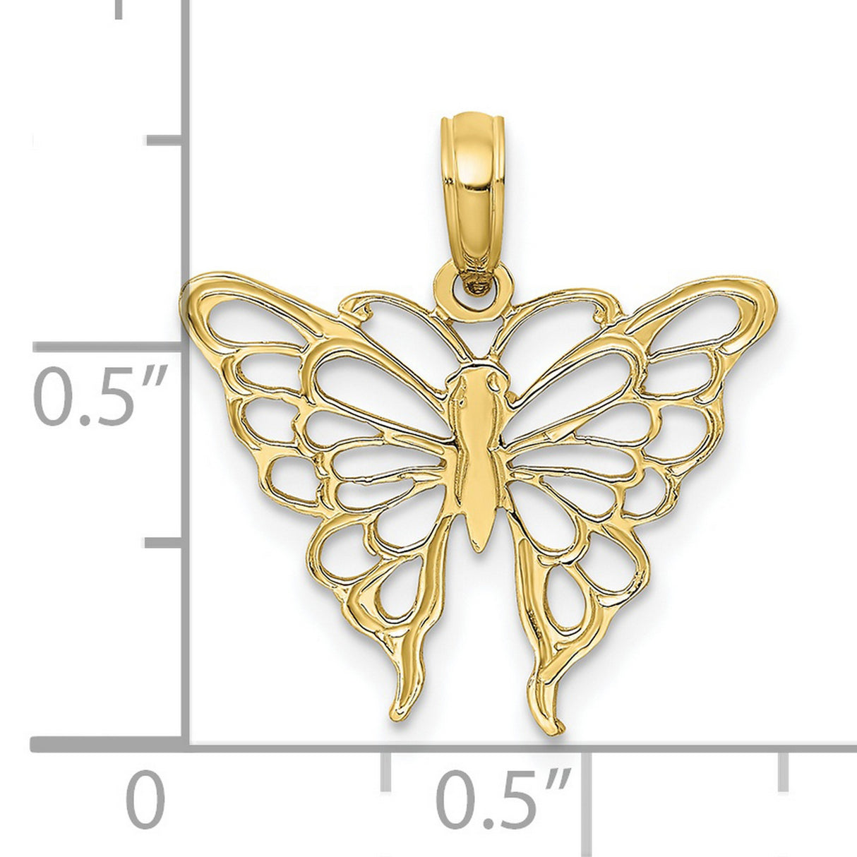 10k Yellow Gold Butterfly Pendant with Openwork Design, Symbol of Transformation and Growth