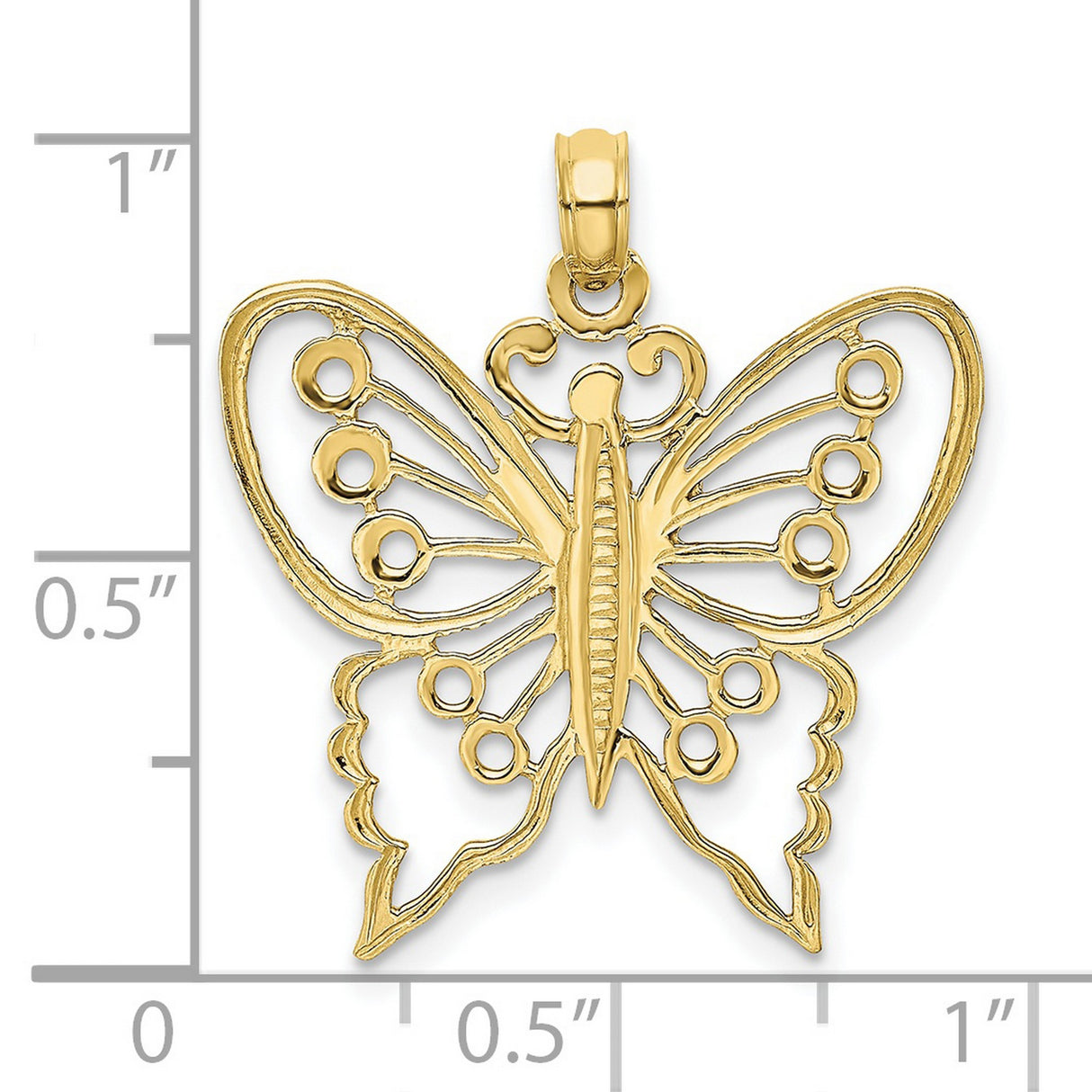 10k Yellow Gold Butterfly Pendant with Filigree Openwork Design and Graceful Curves