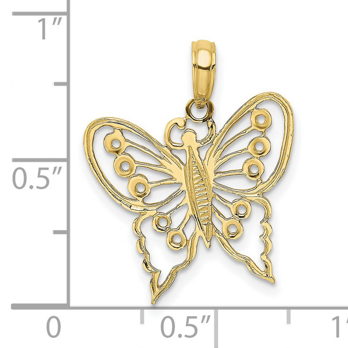 10k Yellow Gold Butterfly Pendant with Openwork Design and Delicate Wing Detail