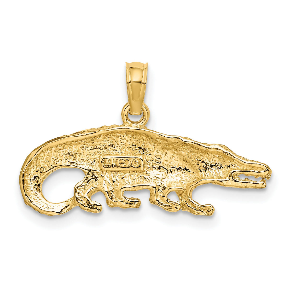 10k Yellow Gold Alligator Pendant, Detailed Crocodile Charm, Nature-Inspired Statement Jewelry