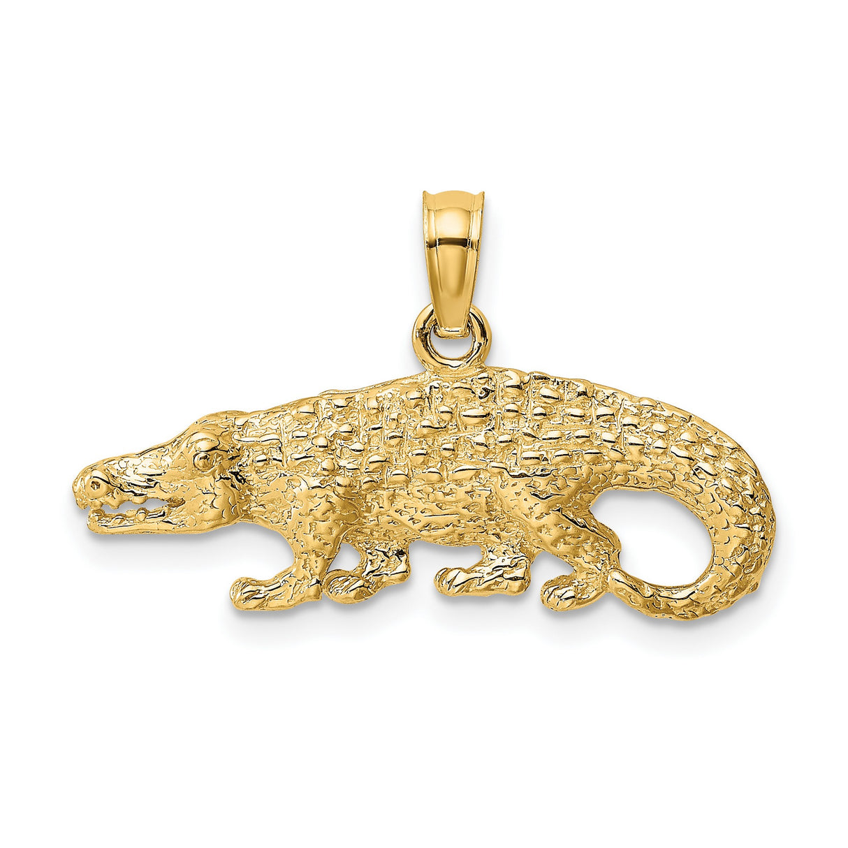 10k Yellow Gold Alligator Pendant, Detailed Crocodile Charm, Nature-Inspired Statement Jewelry