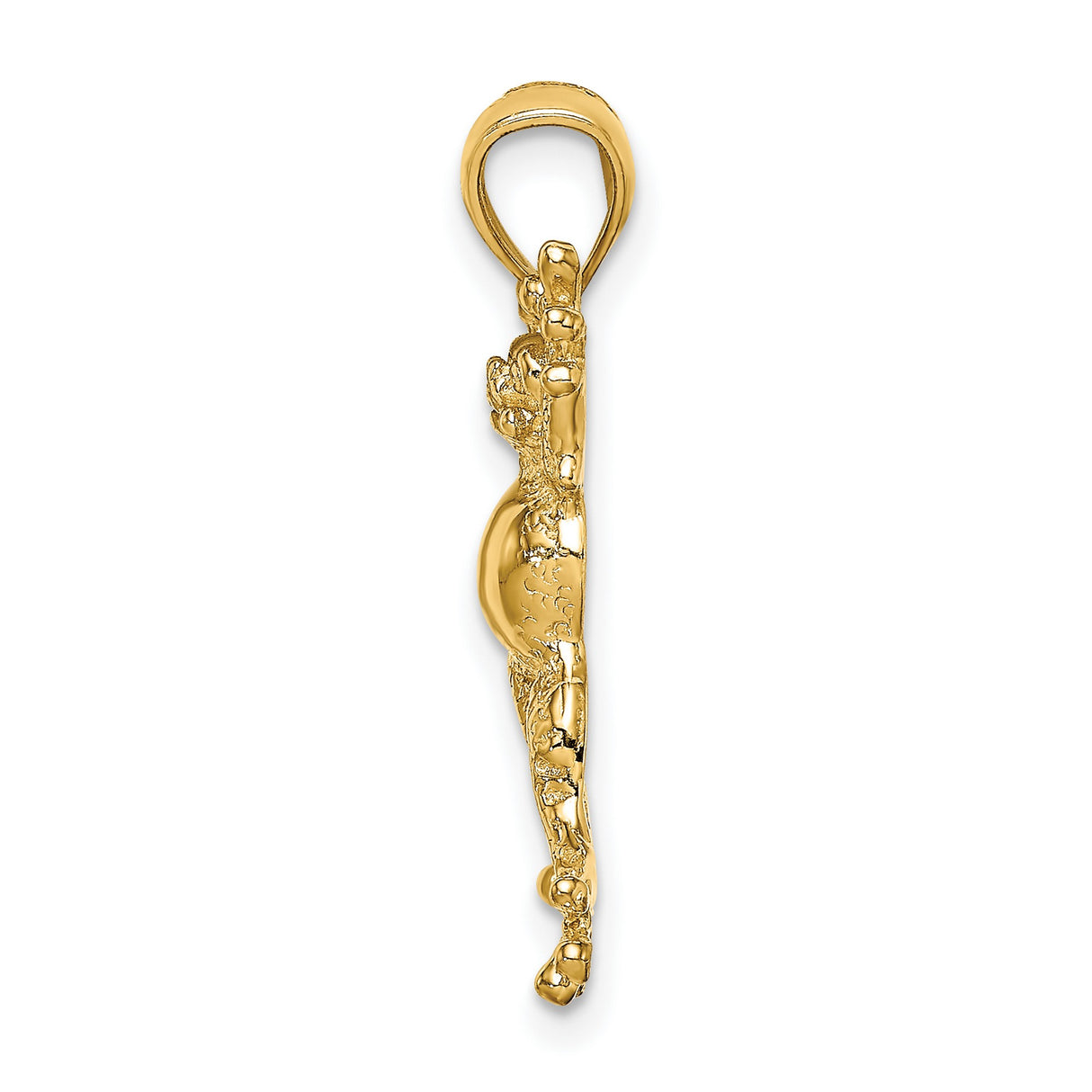 10k Yellow Gold Frog Pendant, Textured Animal Charm, Nature-Inspired Symbol of Good Luck and Renewal