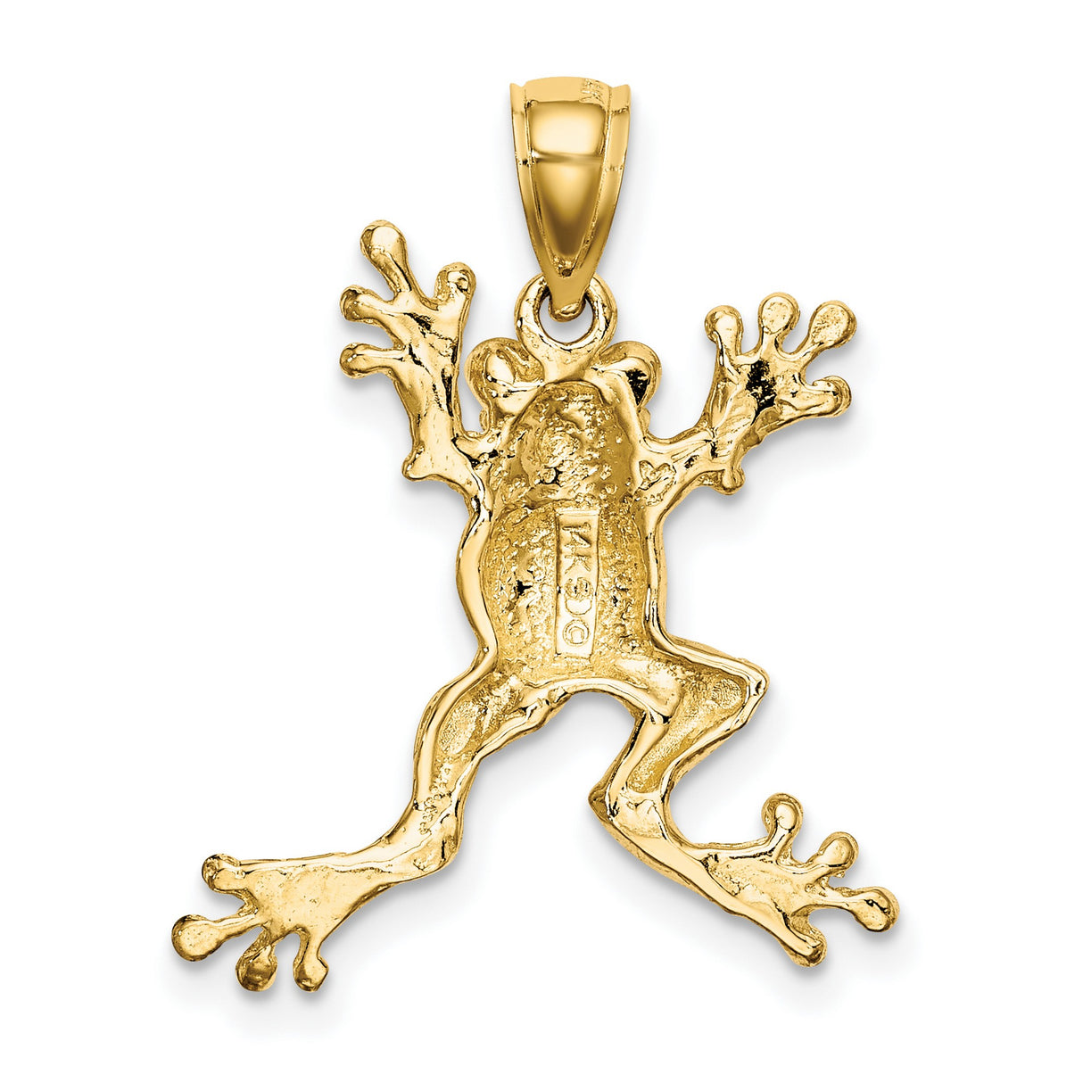 10k Yellow Gold Frog Pendant, Textured Animal Charm, Nature-Inspired Symbol of Good Luck and Renewal