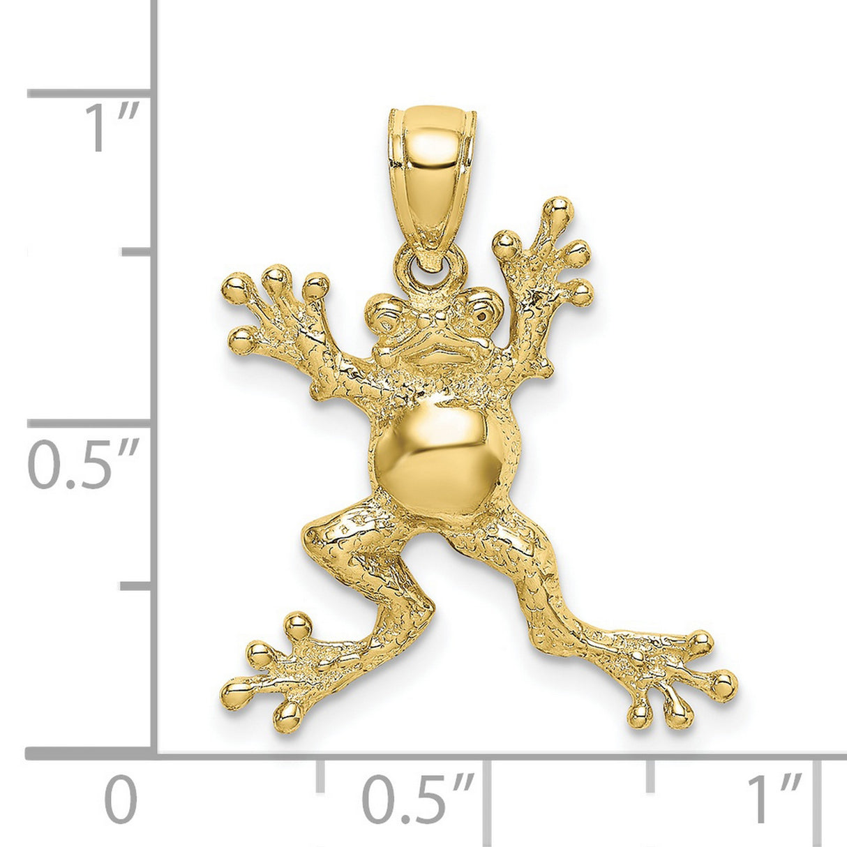 10k Yellow Gold Frog Pendant, Textured Animal Charm, Nature-Inspired Symbol of Good Luck and Renewal
