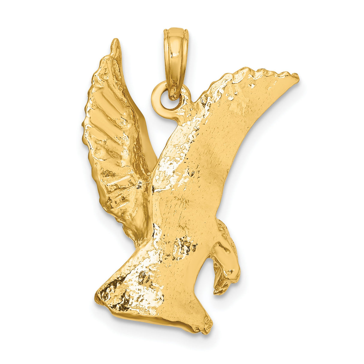10k Yellow Gold Eagle Pendant with Outstretched Wings, Symbol of Freedom and Patriotism