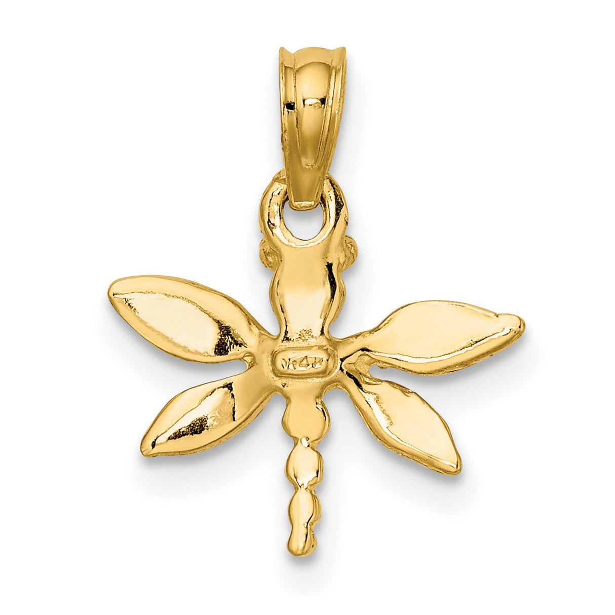 10k Yellow Gold Dragonfly Pendant with Detailed Wings, Nature-Inspired Insect Charm for Women