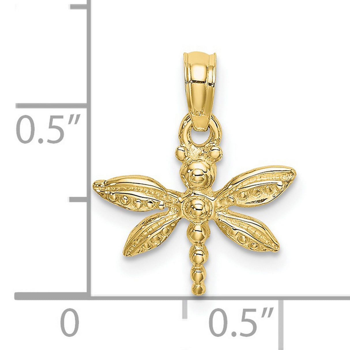 10k Yellow Gold Dragonfly Pendant with Detailed Wings, Nature-Inspired Insect Charm for Women