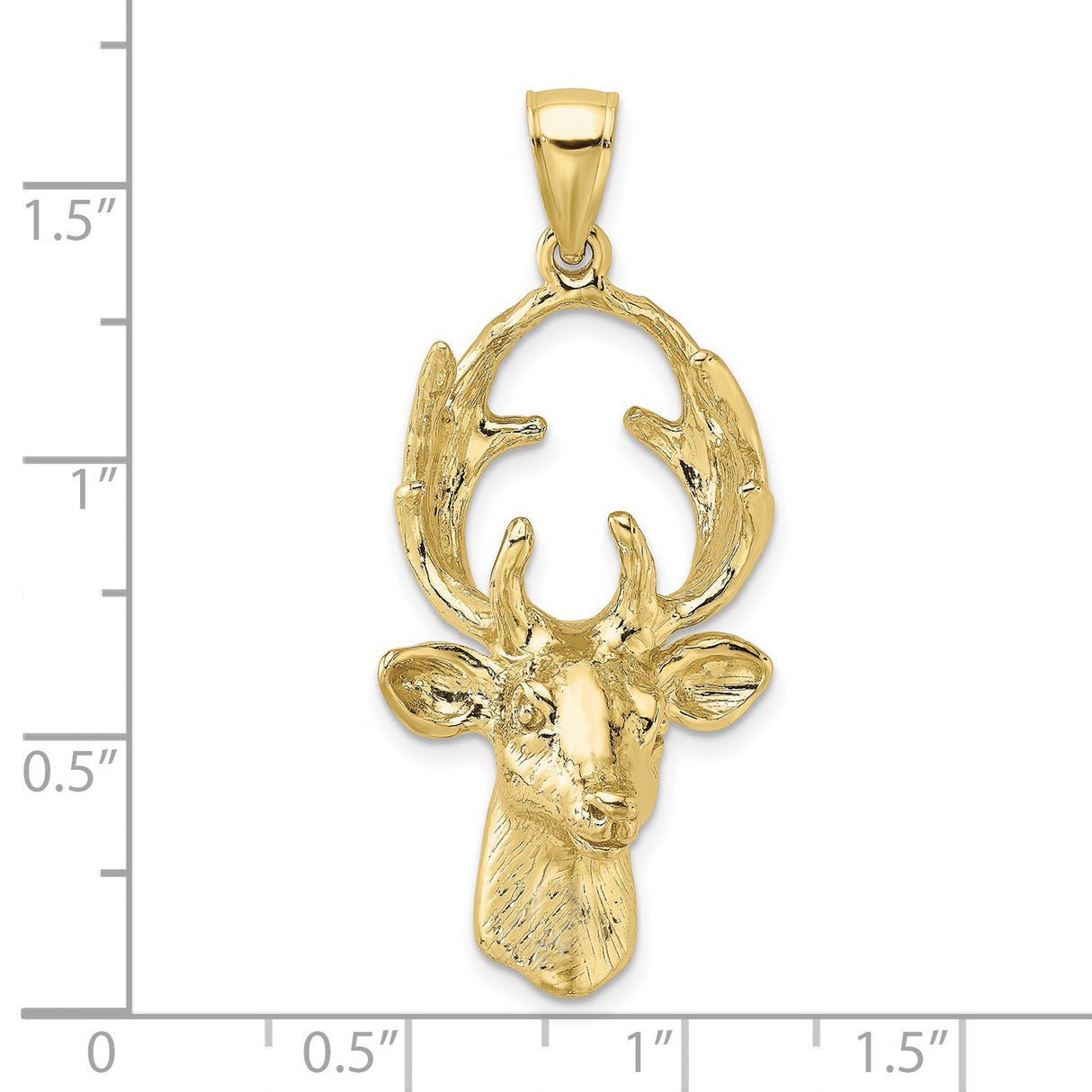 10k Yellow Gold Deer Head Pendant with Detailed Antlers, Nature-Inspired Hunter Jewelry