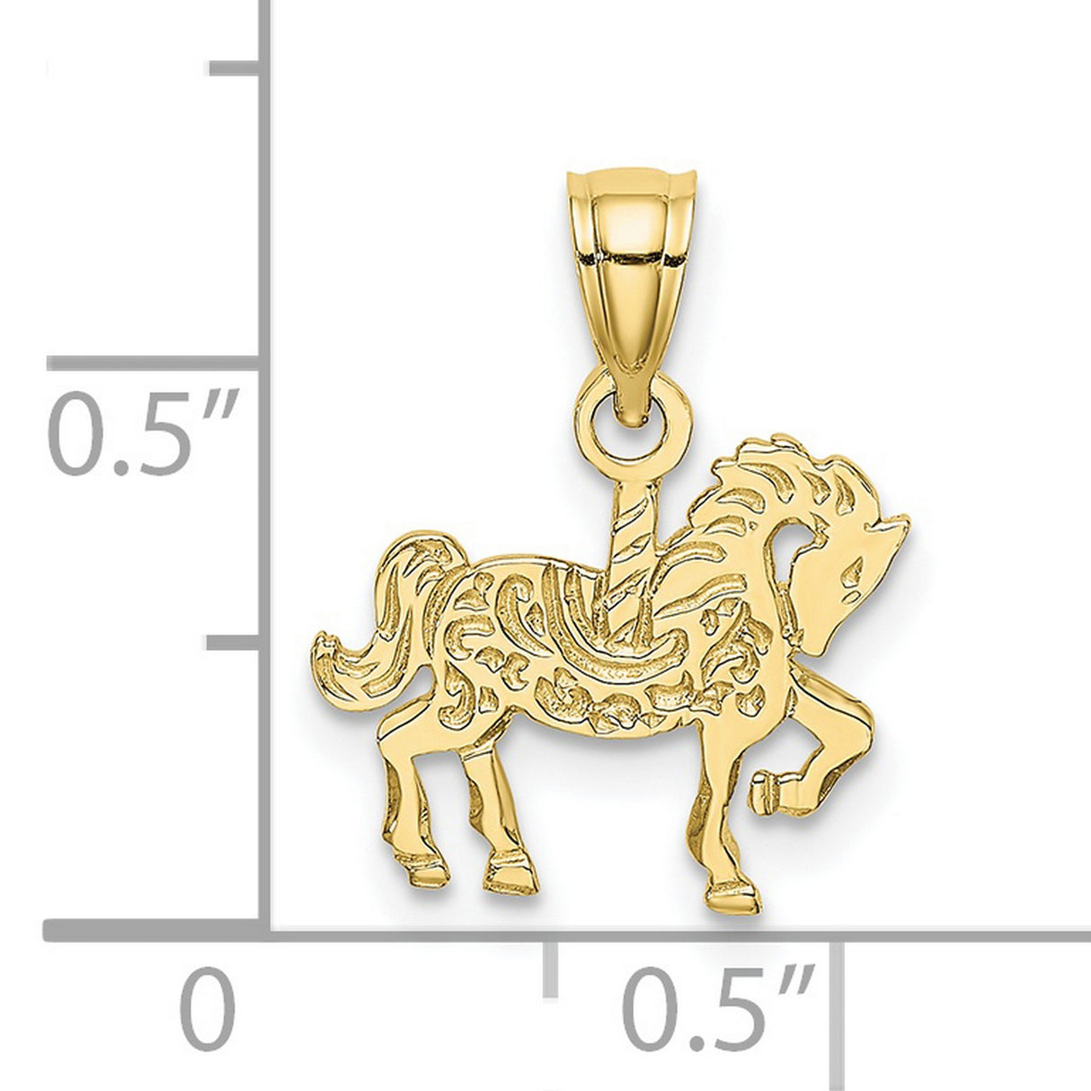 10k Yellow Gold Carousel Horse Pendant, Whimsical Vintage Carnival Charm for Women