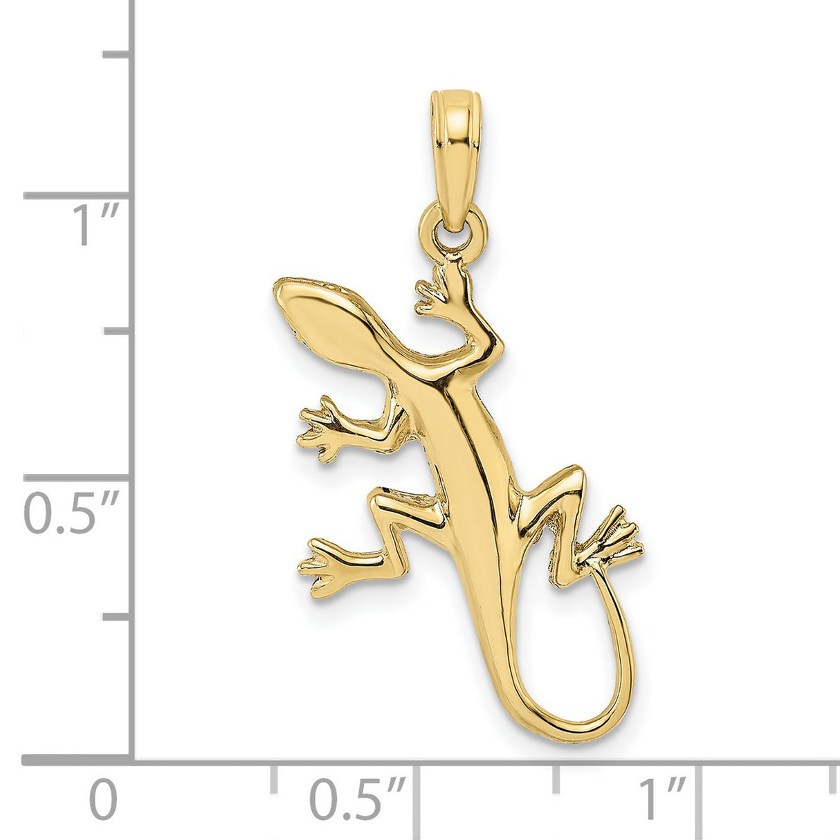 10k Yellow Gold Gecko Lizard Pendant Charm, Sleek Naturalistic Animal Design, Unisex
