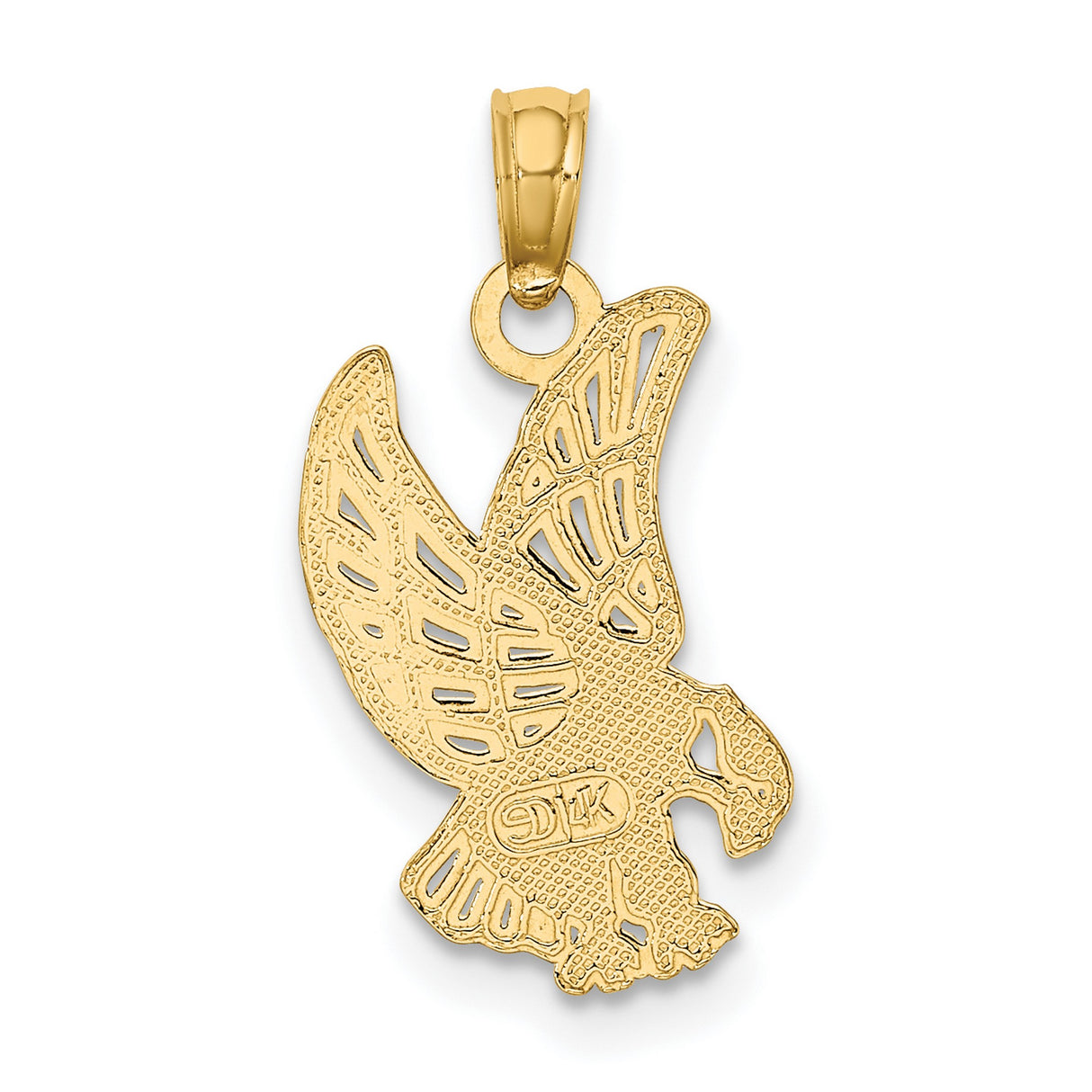 10k Yellow Gold Eagle Pendant with Open-Wing Design and Etched Details