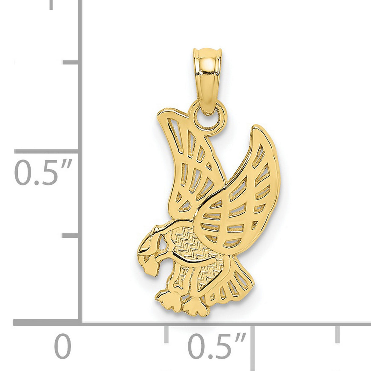 10k Yellow Gold Eagle Pendant with Open-Wing Design and Etched Details