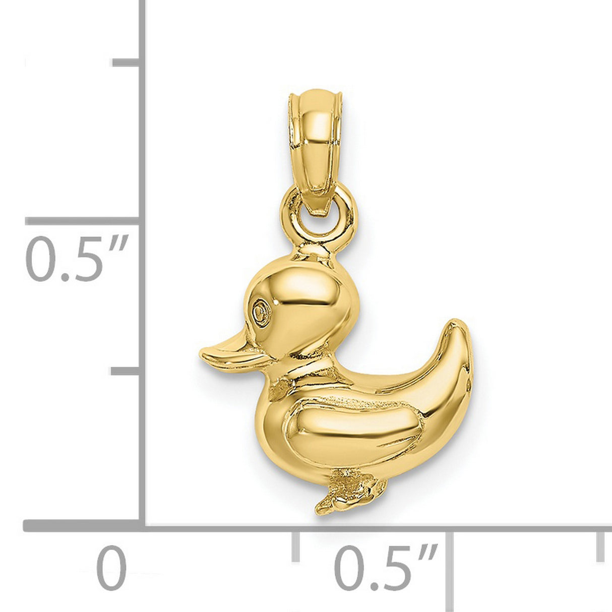 10k Yellow Gold Duck Pendant with 3D Rubber Duck Design, Animal Charm for Women