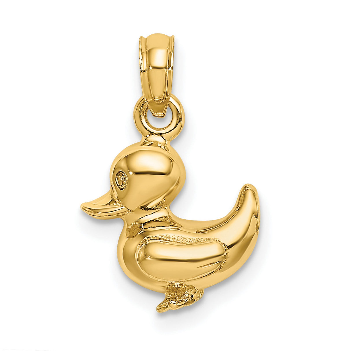 10k Yellow Gold Duck Pendant with 3D Rubber Duck Design, Animal Charm for Women