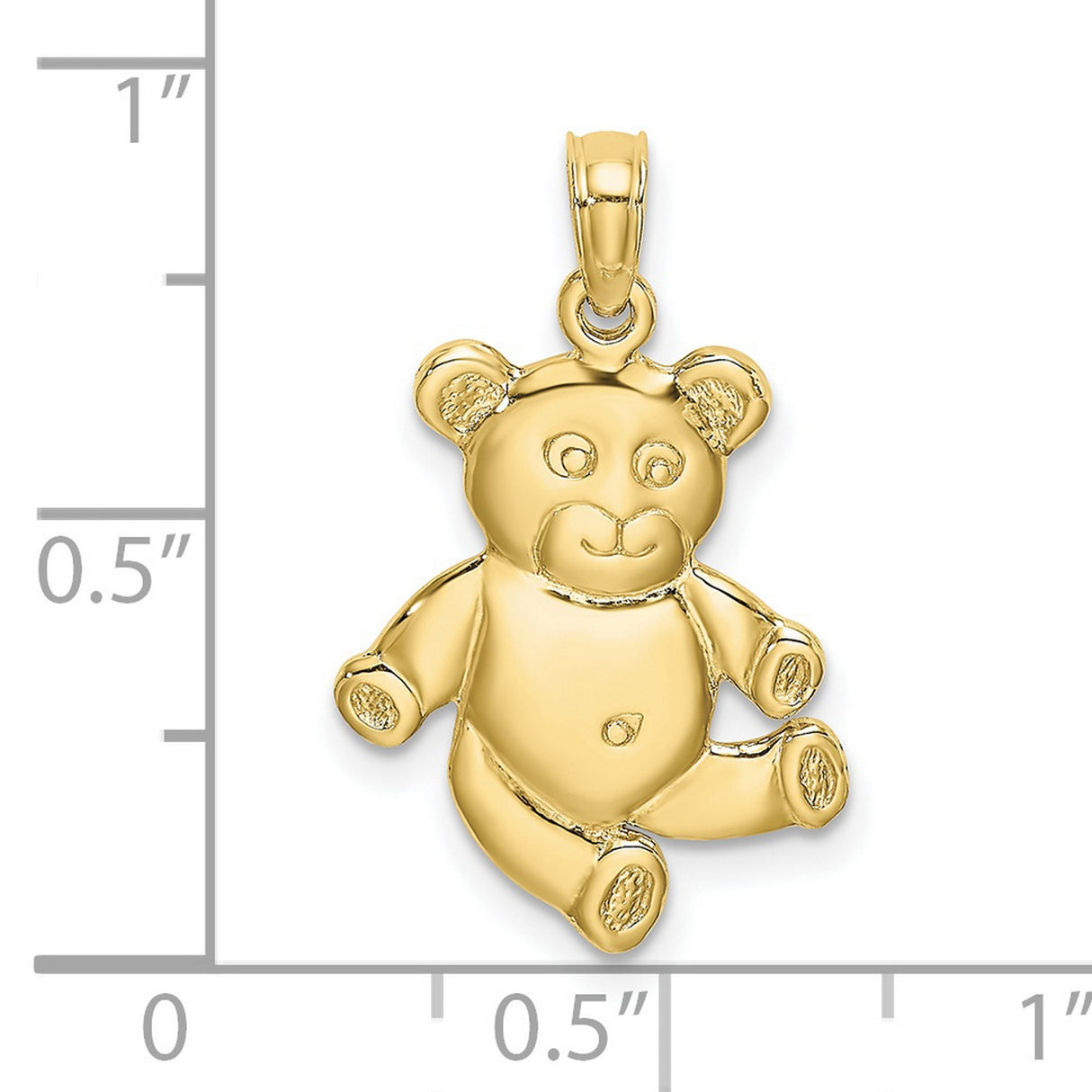 10k Yellow Gold Teddy Bear Pendant, Reversible Charm with Sentimental Design for Women or Adults