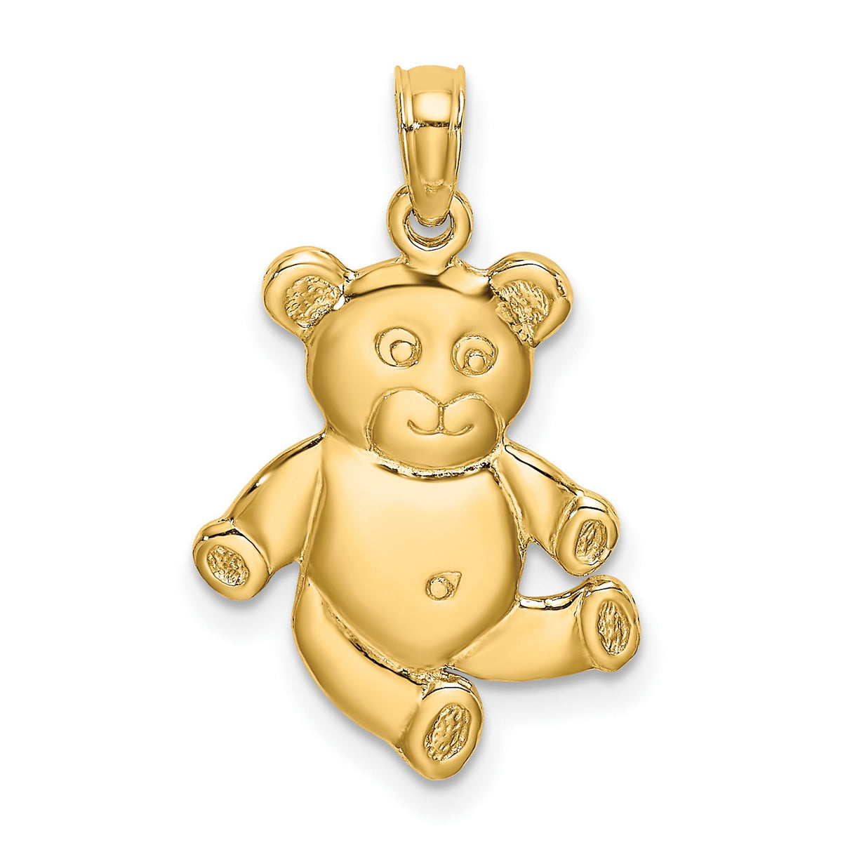 10k Yellow Gold Teddy Bear Pendant, Reversible Charm with Sentimental Design for Women or Adults