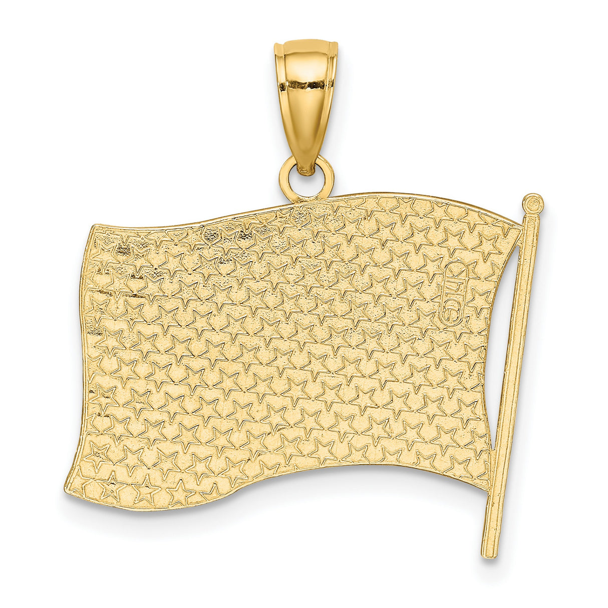 10k Yellow Gold American Flag Pendant with Red White Blue Enamel Detailing