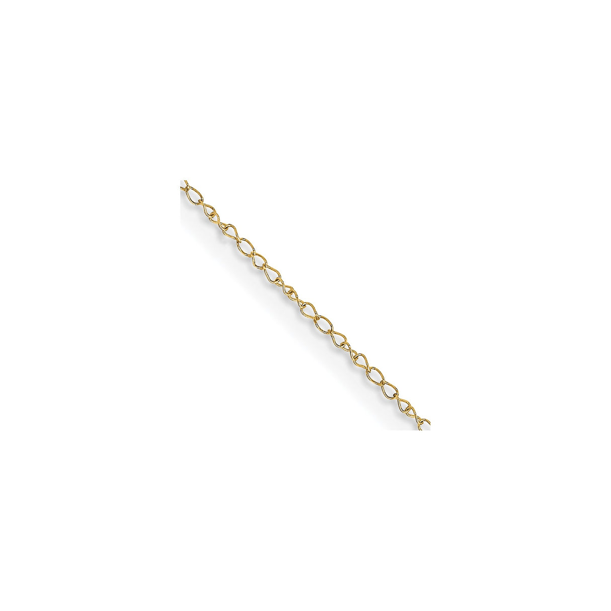 10K Yellow Gold 0.42 mm Curb Chain Necklace, Polished detail view