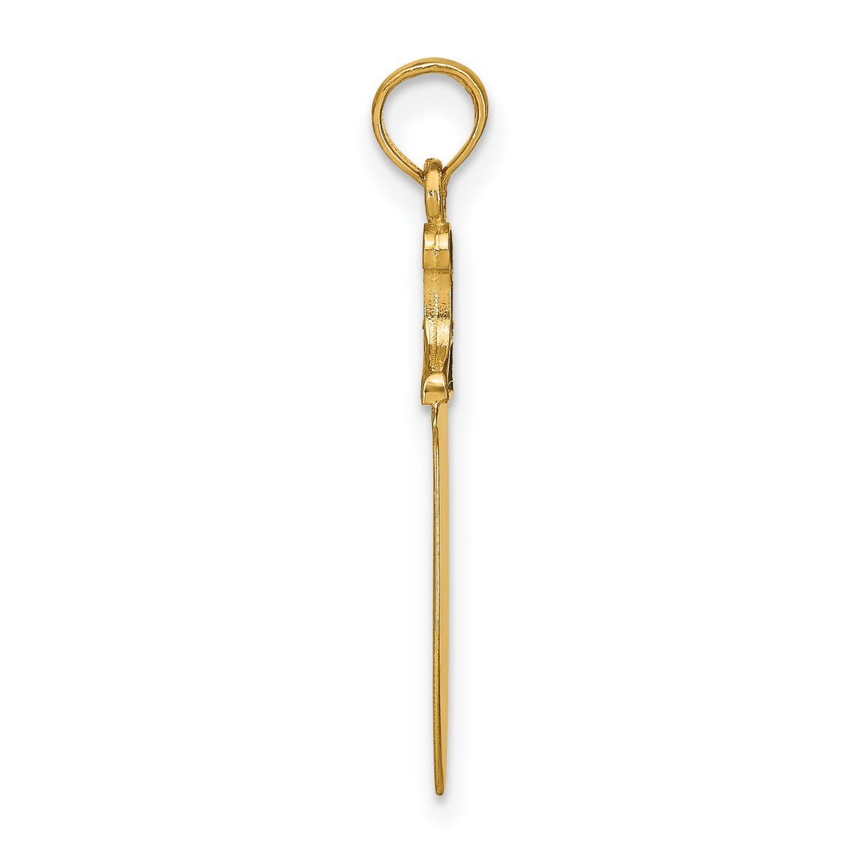 10k Yellow Gold Knife Pendant with Black Handle Design, Edgy Unisex Survival Charm