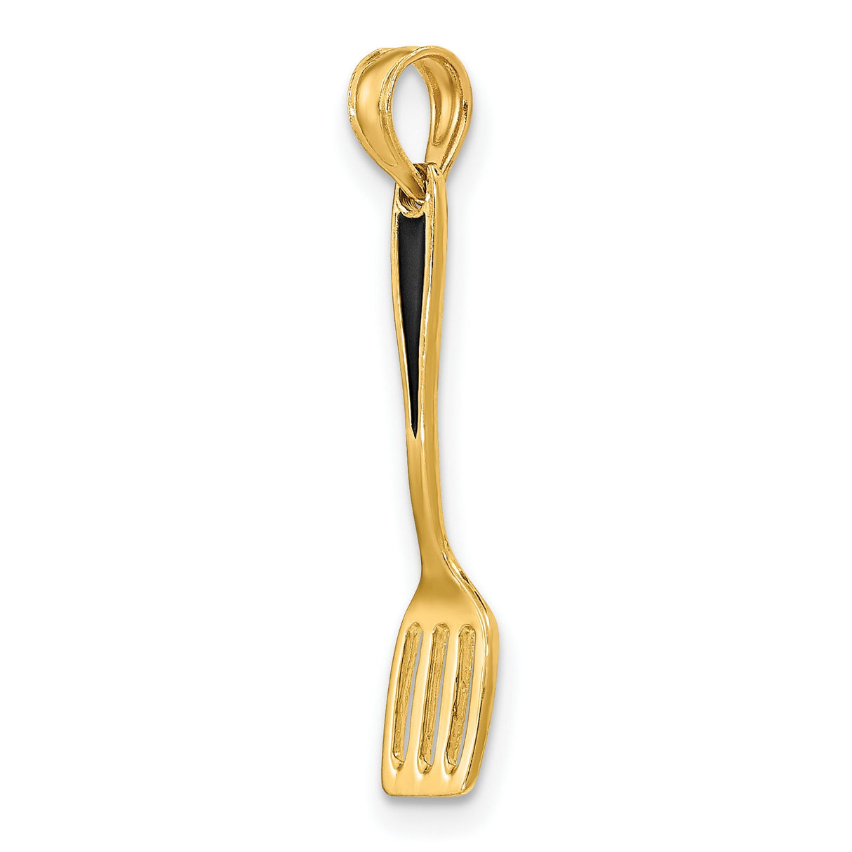 10k Yellow Gold Spatula Pendant, High Polish Kitchen Utensil Design for Chefs or Foodies