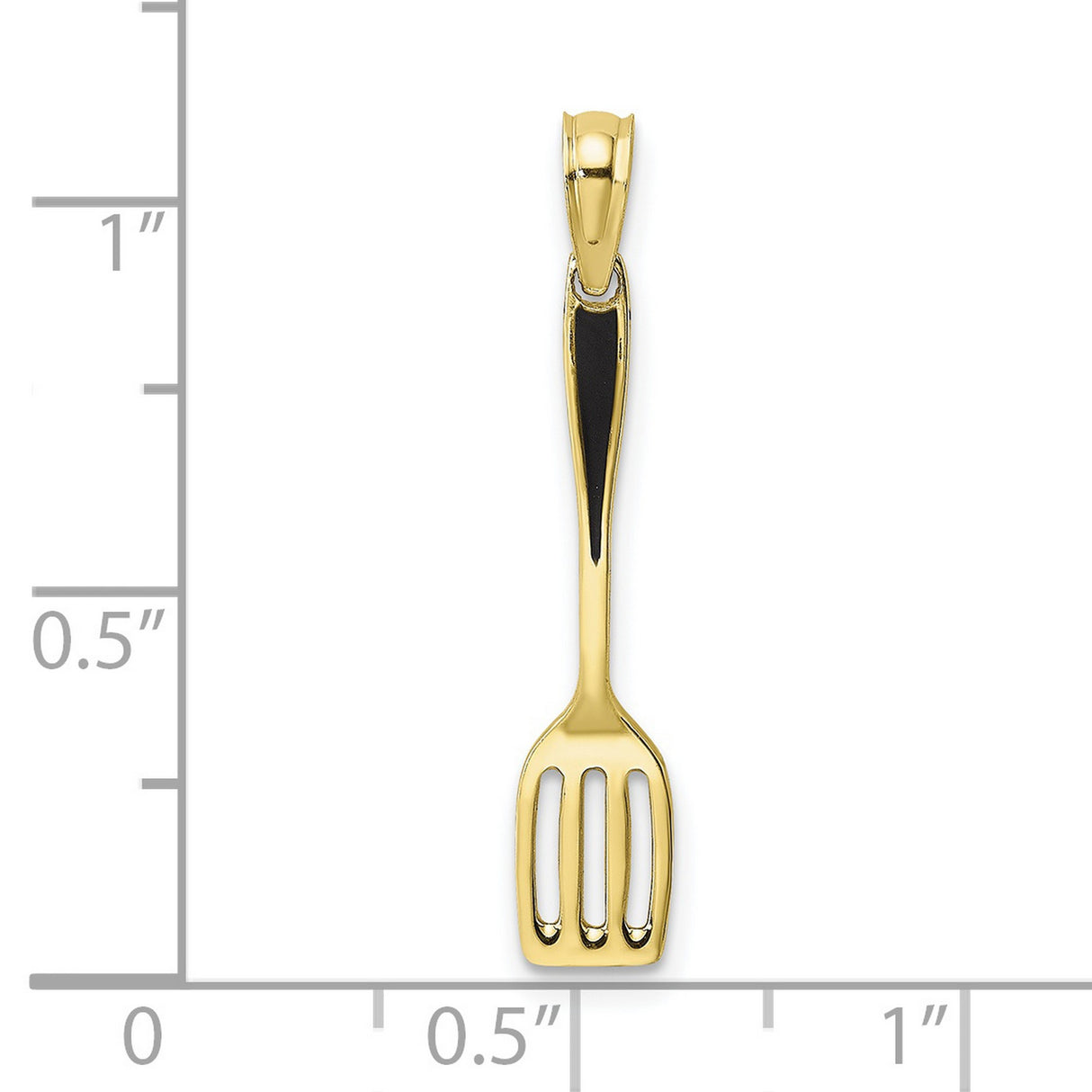 10k Yellow Gold Spatula Pendant, High Polish Kitchen Utensil Design for Chefs or Foodies