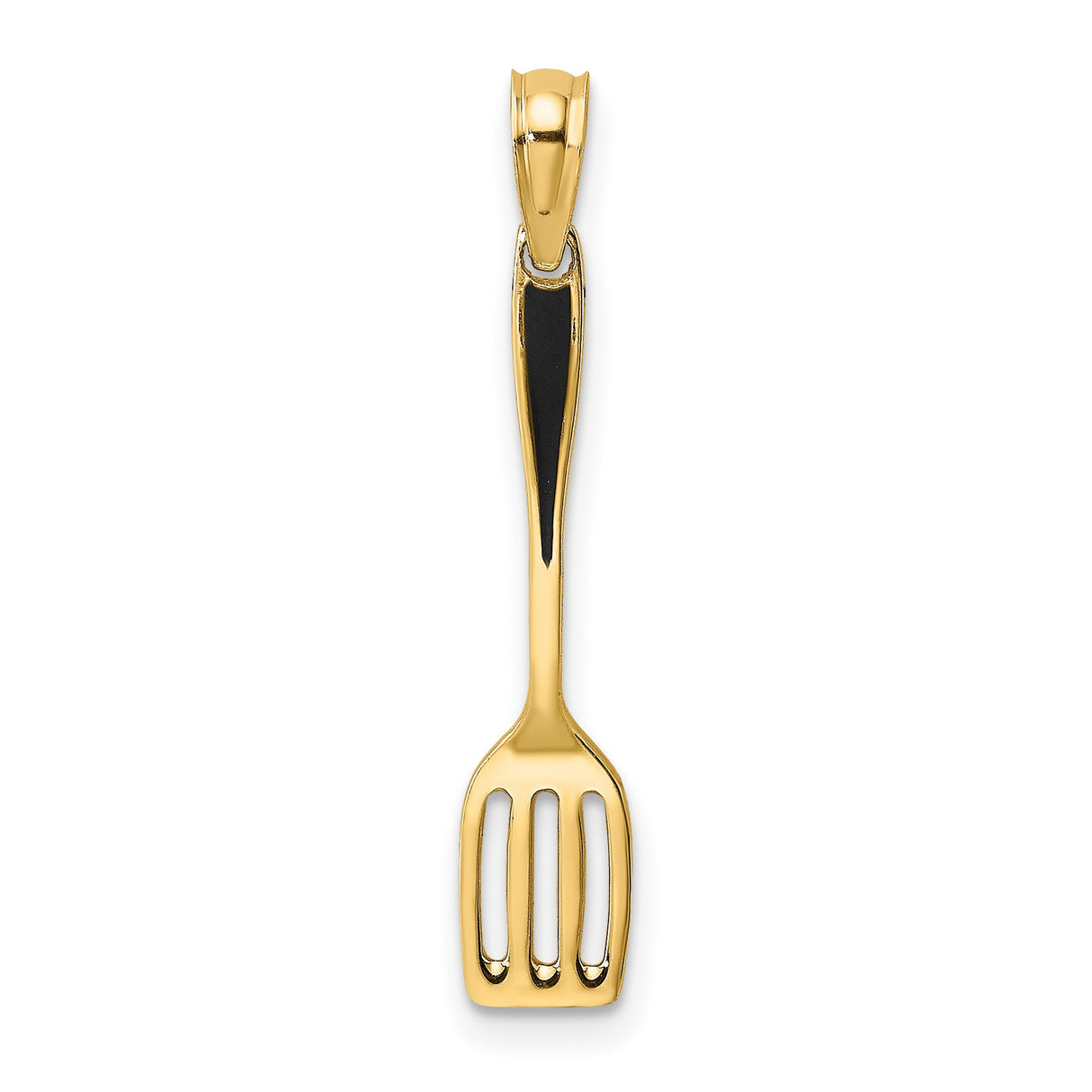 10k Yellow Gold Spatula Pendant, High Polish Kitchen Utensil Design for Chefs or Foodies