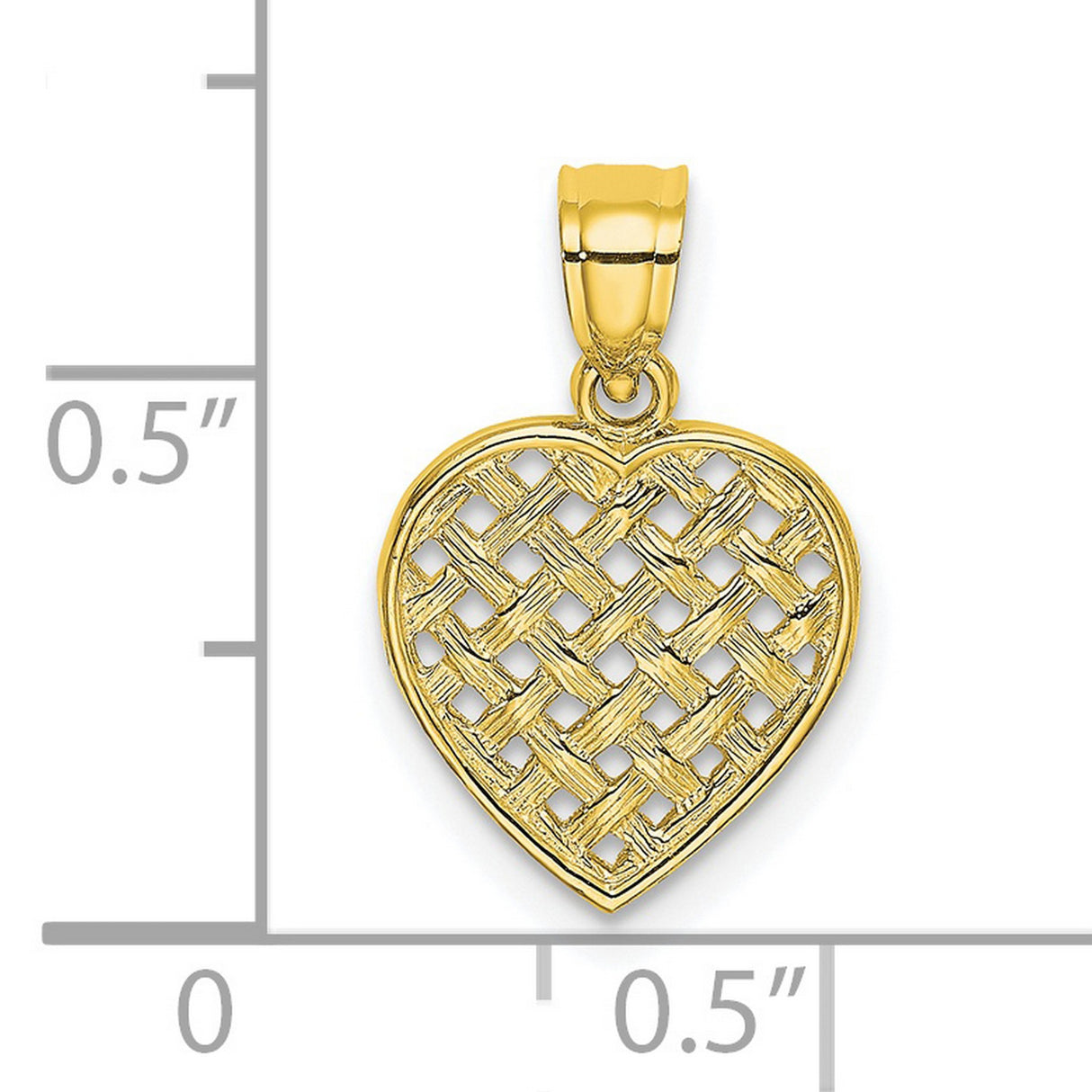 10k Yellow Gold Heart Pendant with Textured Open Lattice Design