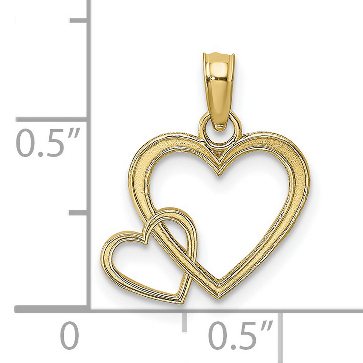 10k Yellow Gold Pendant with Interlocking Open Hearts, Symbol of Love and Family