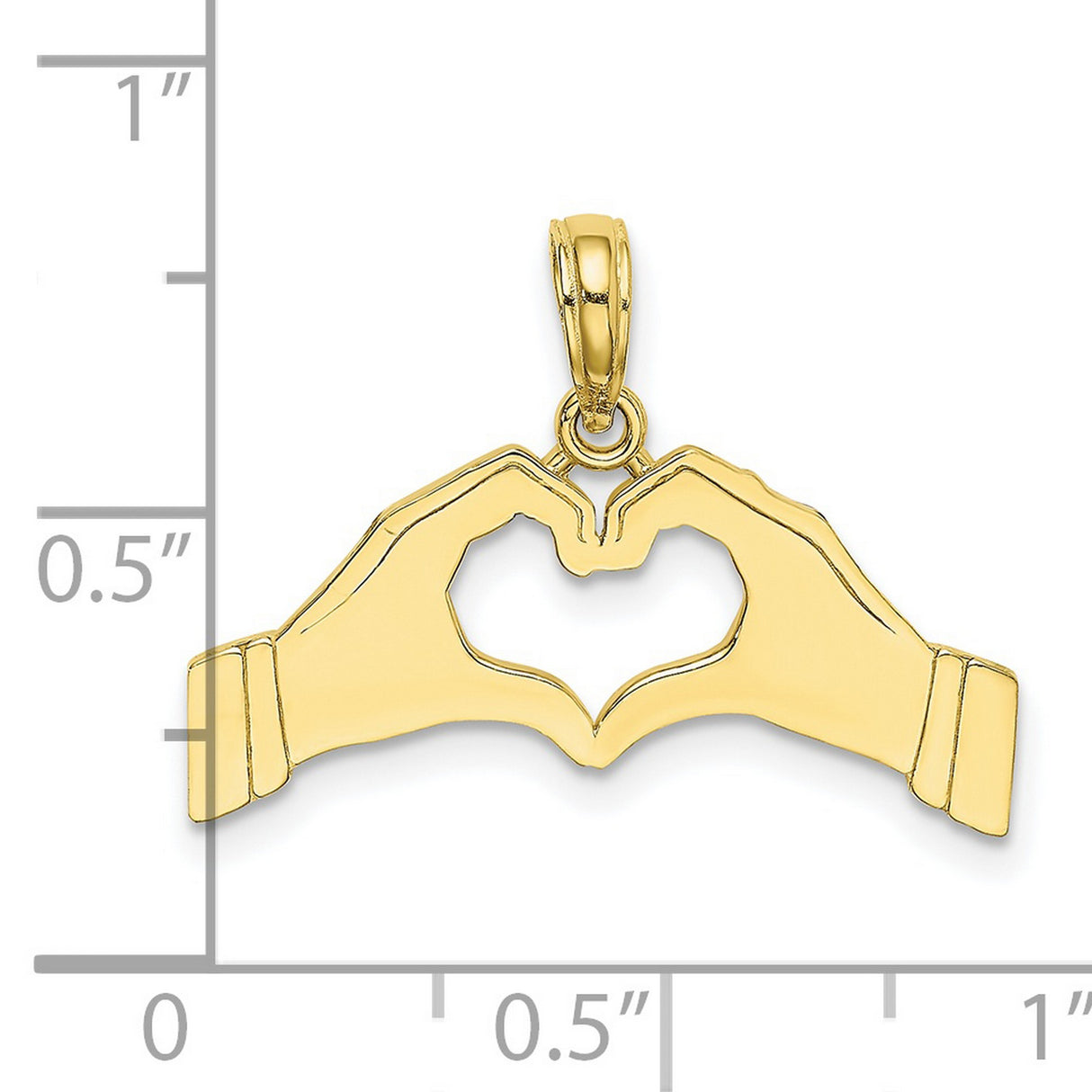 10k Yellow Gold Heart Hands Pendant, Symbol of Love and Unity, Minimalist Charm