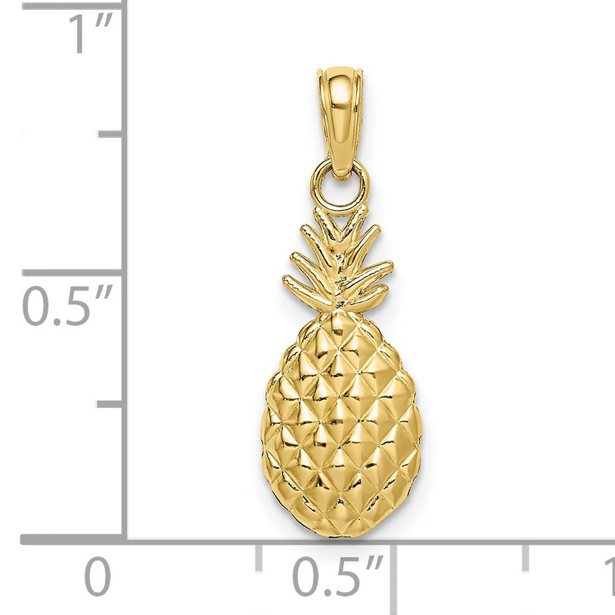10k Yellow Gold Pineapple Pendant, Textured Tropical Fruit Charm for Women