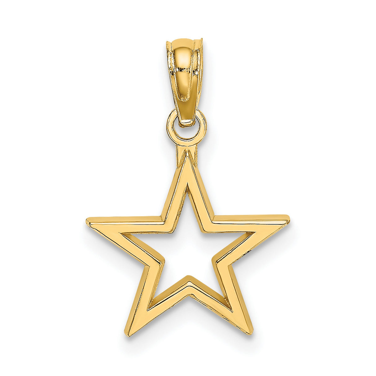 10k Yellow Gold Star Pendant Charm with Open Cutout Design, Minimalist Celestial Style