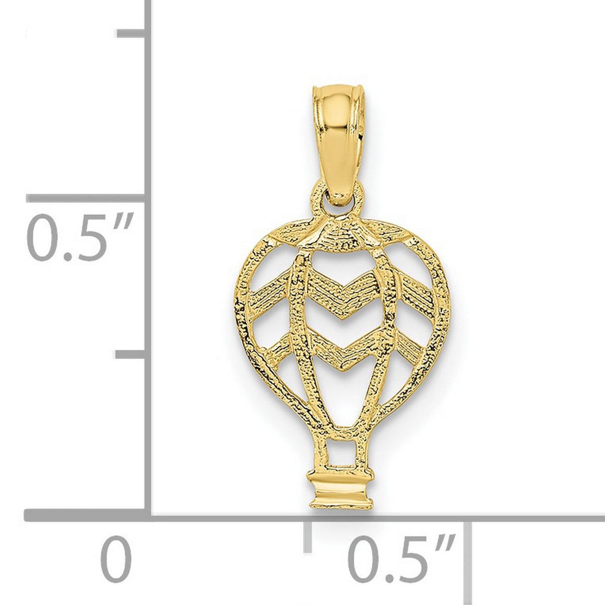 10k Yellow Gold Hot Air Balloon Pendant with Openwork Chevron Design, Boho Travel Charm
