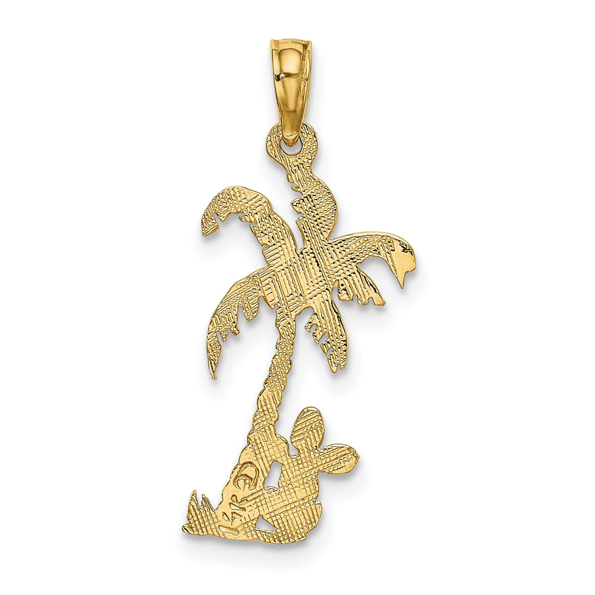 10k Yellow Gold Palm Tree and Cactus Pendant, Tropical Vacation Charm for Women