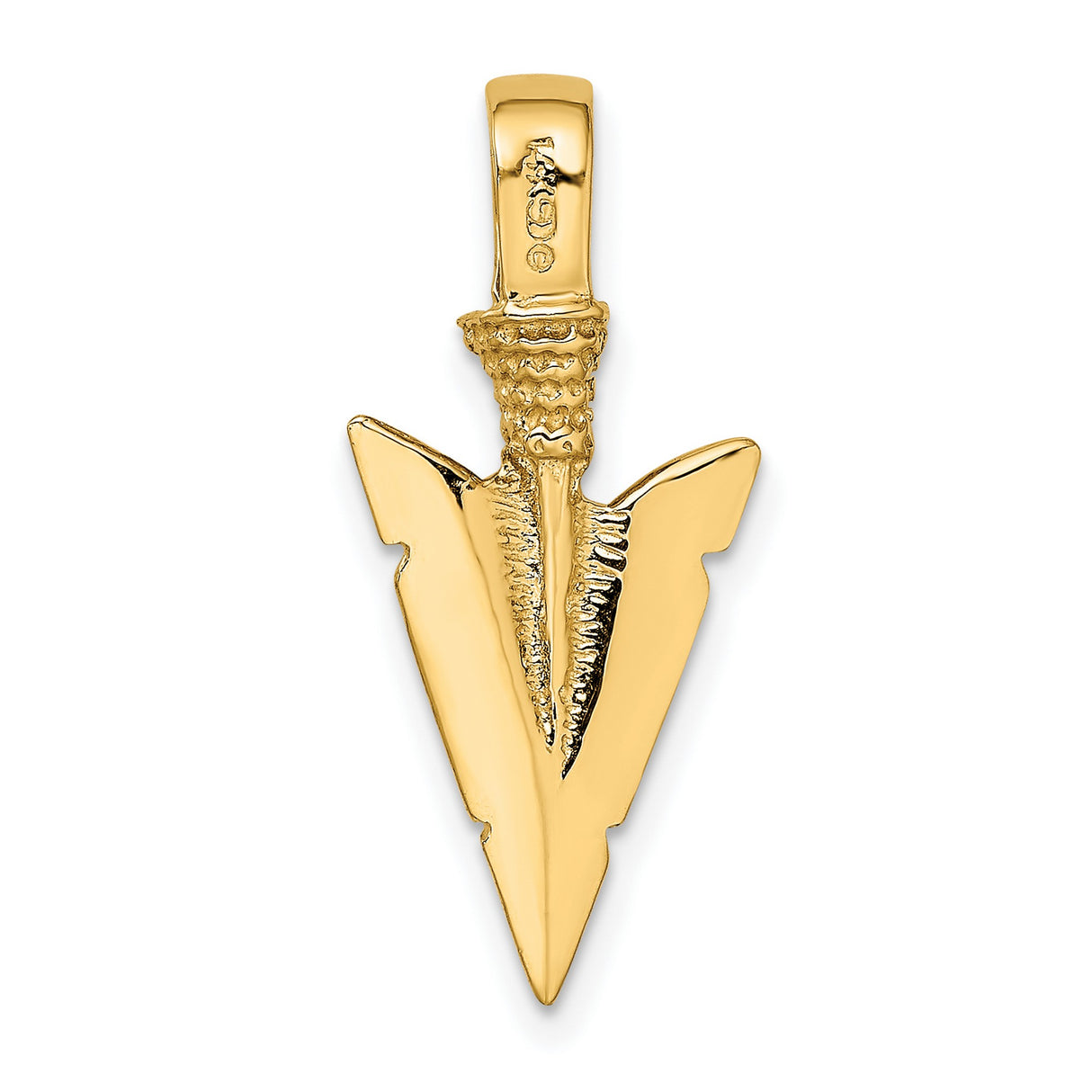 10k Yellow Gold Arrowhead Pendant with Textured Tribal Design for Men