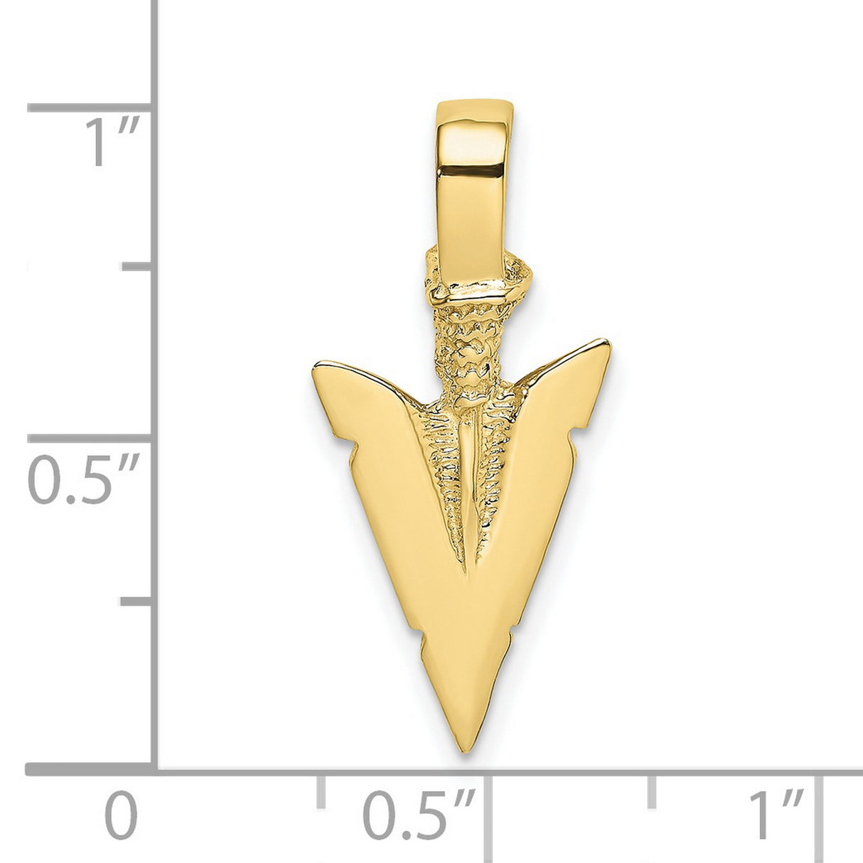 10k Yellow Gold Arrowhead Pendant with Textured Tribal Design for Men