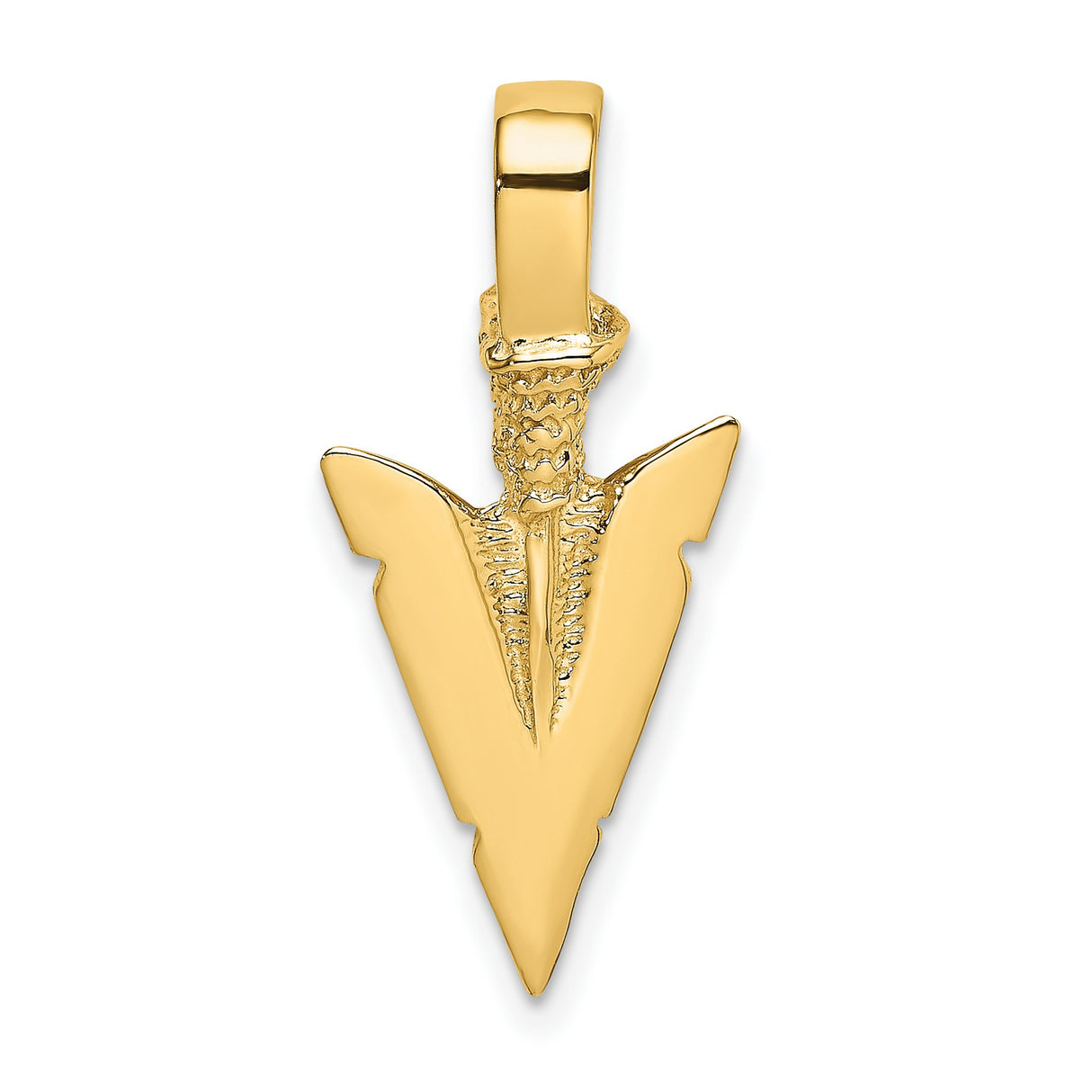 10k Yellow Gold Arrowhead Pendant with Textured Tribal Design for Men